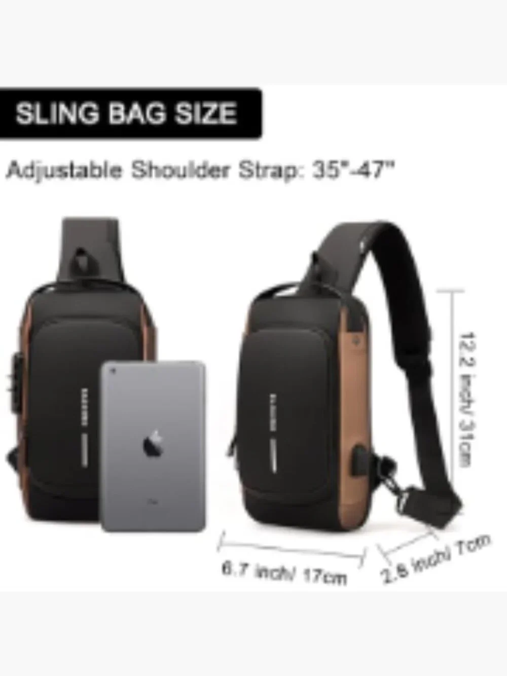 Anti-Theft USB Crossbody Sling Backpack Waterproof PU Leather